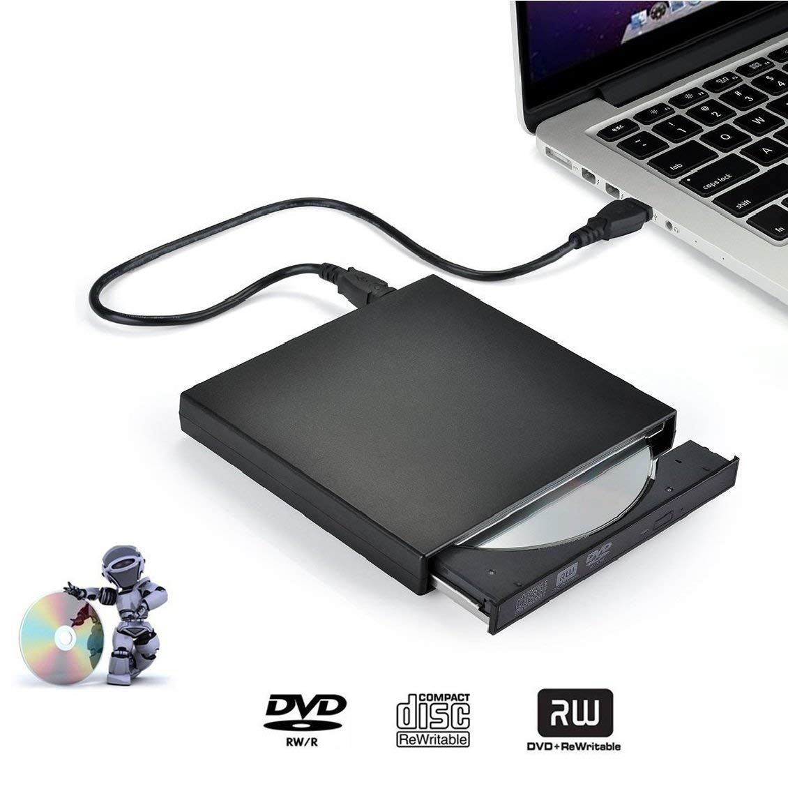 Graveur DVD Externe, iAmotus DVD/CD Lecteur Portable USB 2.0