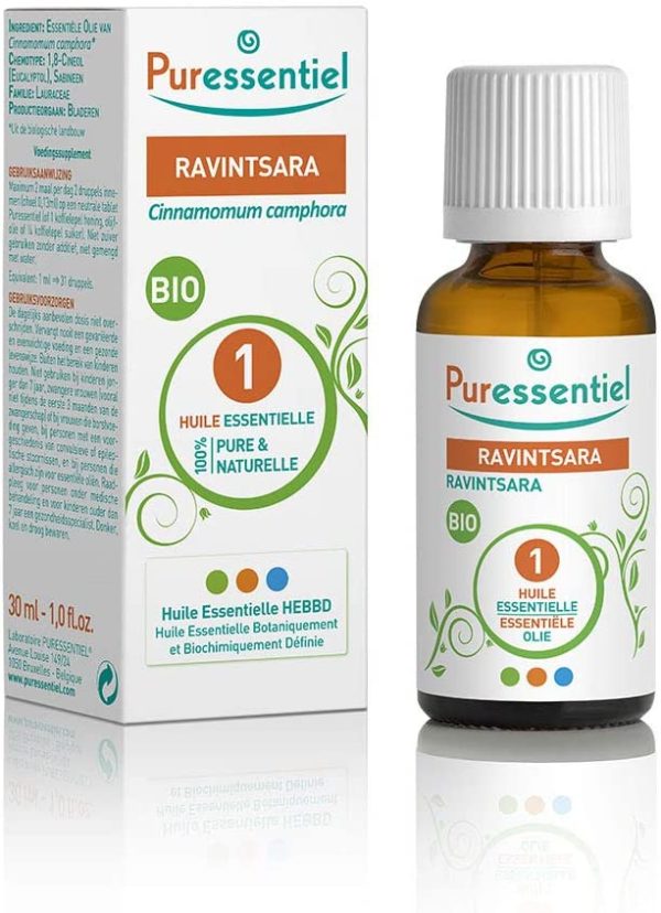 Puressentiel - Huile Essentielle Ravintsara - Bio - 100% pure et naturelle - HEBBD - 30 ml