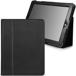 NOVAGO Compatible avec iPad 2, iPad 3,iPad 4 （A1395、A1396、A1397、A1416、A1430、A1403、A1458、A1459、A1460） Housse étui de Protection en Simili Cuir Solide (Noir)