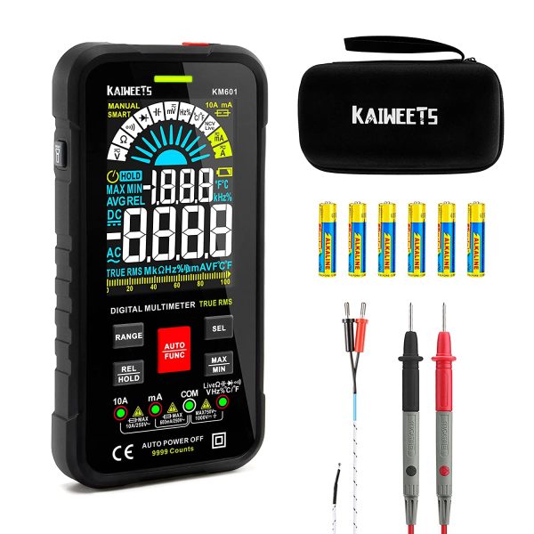 Multimètre Numérique à Plage Automatique TRMS 10000 Comptes, KAIWEETS Multimètre Digital, Ampèremètre, Ohmmètre, Voltmetre, Mesure de Courant Tension Résistance Continuité Capacité Diode Fréquence Visiter la boutique KAIWEETS