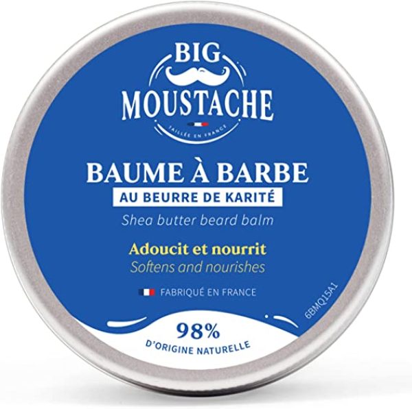 Baume à Barbe Homme 98% Naturel de Big Moustache - Fabriqué en France - Enrichi à l'Huile de Ricin et Beurre de Karité - Pour Toutes les Peaux - 50 ml Marque : Big Moustache