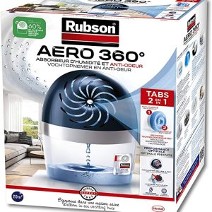 Rubson AERO 360° Absorbeur d'humidité pour pièces de 20 m², déshumidificateur d'air anti odeurs & anti moisissure, inclus 1 recharge neutre de 450 g Visiter la boutique Henkel