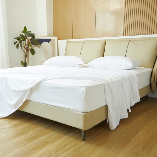 SweetNight Parure de Lit 4 Pièces (Drap Housse 140x200x30cm, Drap Plat 230x260cm, 2*Taie d'oreiller 50x80cm) Ensemble Parure de Lit Drap 140x200 Complet, Blanc Visiter la boutique Sweetnight