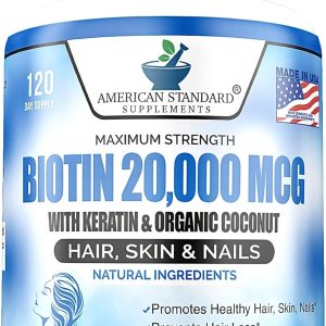 American Standard Supplements Adult's Biotin Organic Coconut & Zinc Hair Growth Capsules