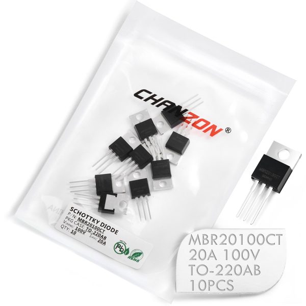 (Lot de 10 pièces) Chanzon MBR20100CT Diodes de redressement de barrière Schottky 20A 100V TO-220AB (TO-220) 20 Amp 100 Volt