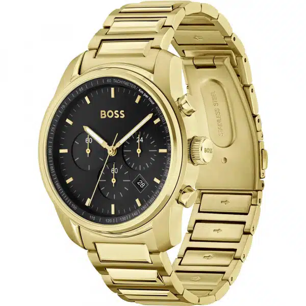 montre boss trace en metal dore